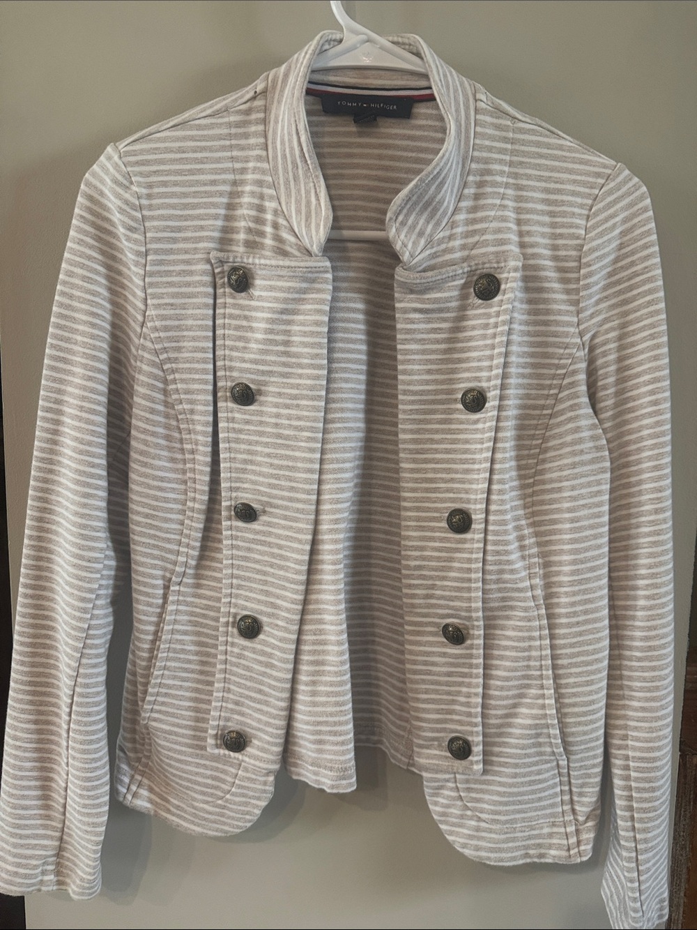 Tommy Hilfiger Cream & White Striped Military-Style Jacket